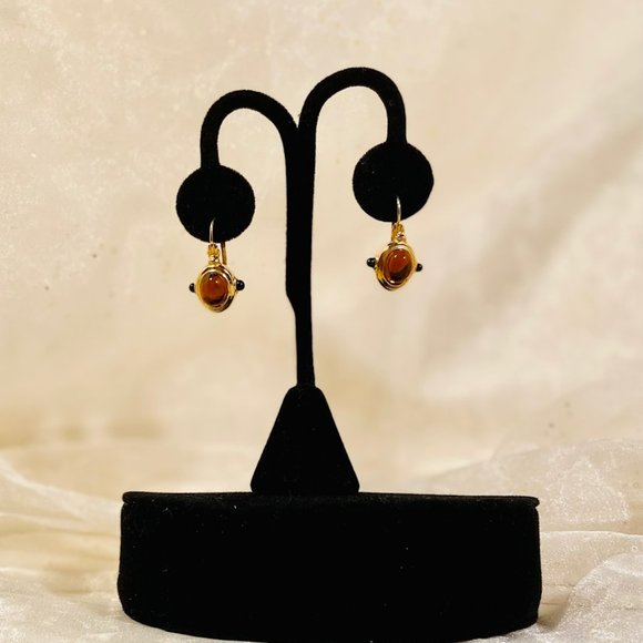 💖 Amber and Black Earrings /E32 - Picture 2 of 3